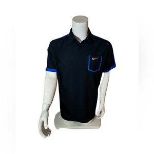 Nike Tour Performance Golf Polo Shirt DriFit Mens Large Black Blue Short Sleeve